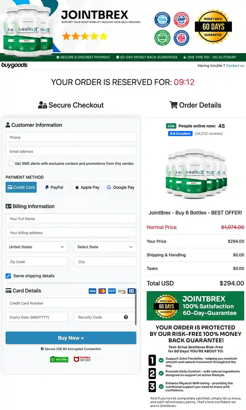 JointBreX Secure Payment Options